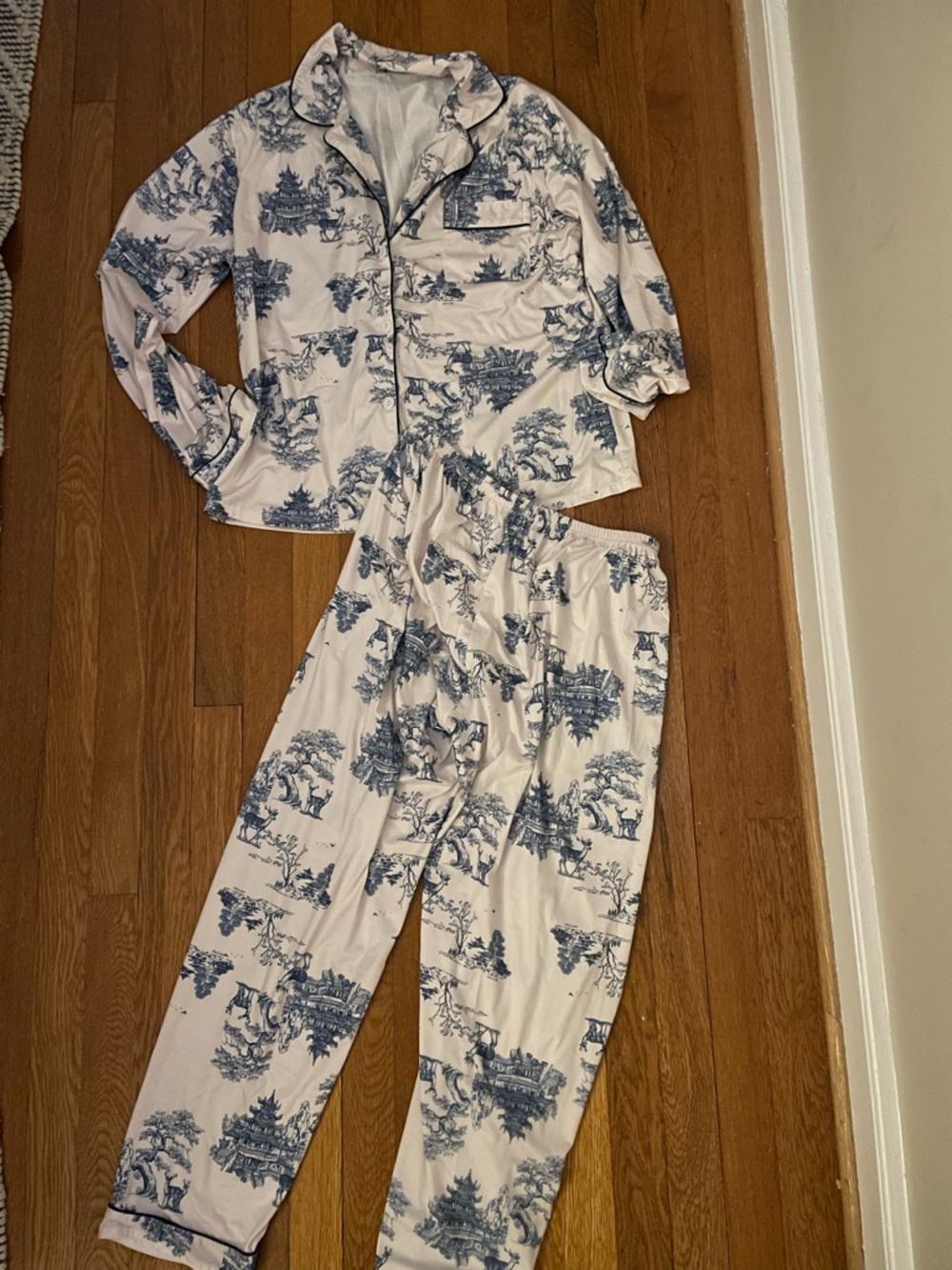 Blue Toile Pajama Set